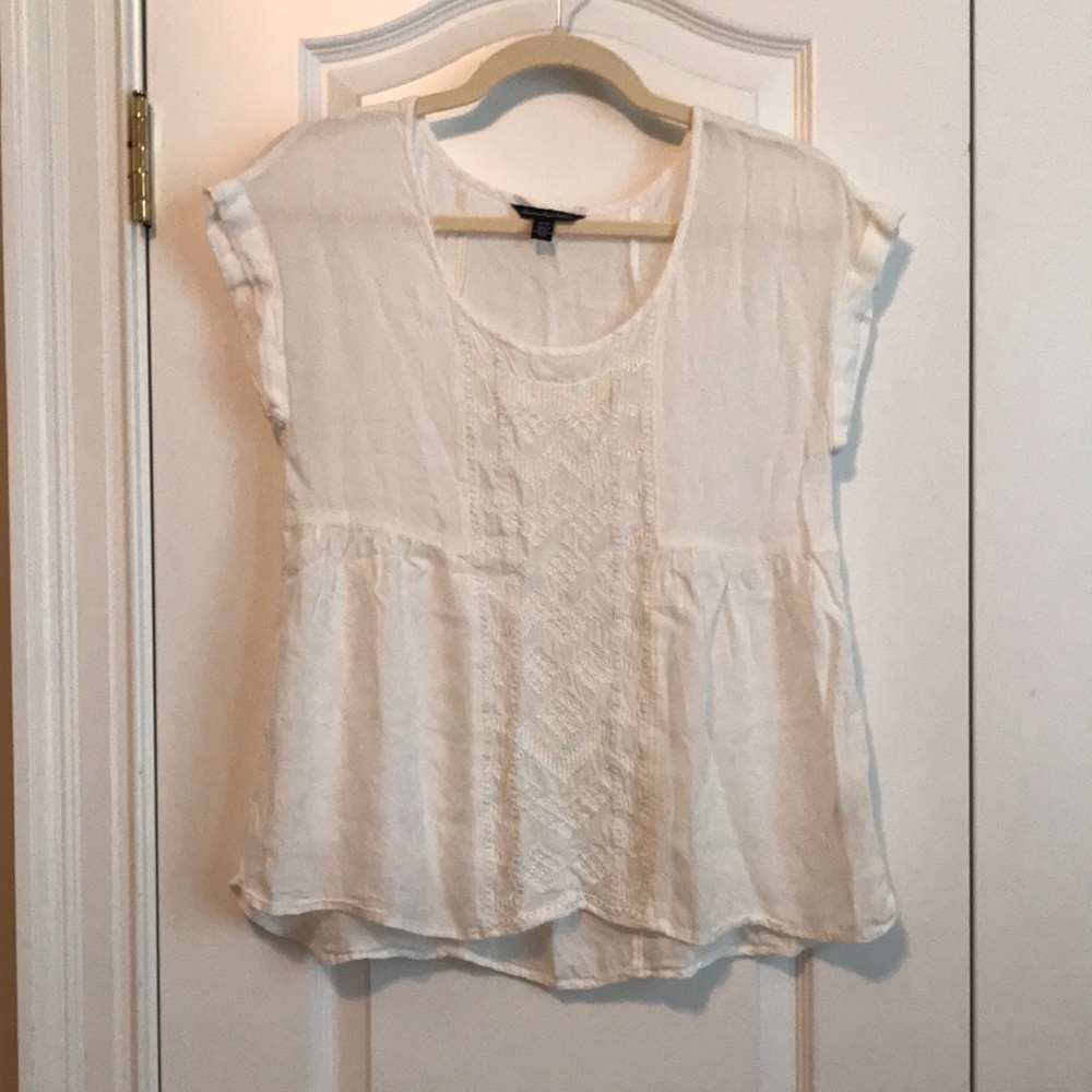 Lightweight White AEO Peasant Top